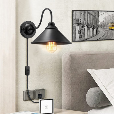 2-Pack Wall Light, with 6ft Cord and On/Off Switch, Black