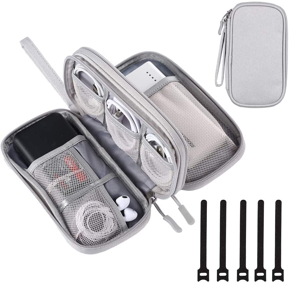 Travel Waterproof Bag for Organized Tech Accessories (Light Grey)