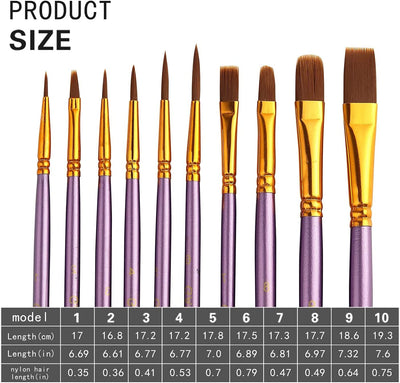 Acrylic paint brush set, 20 round brushes,Purple