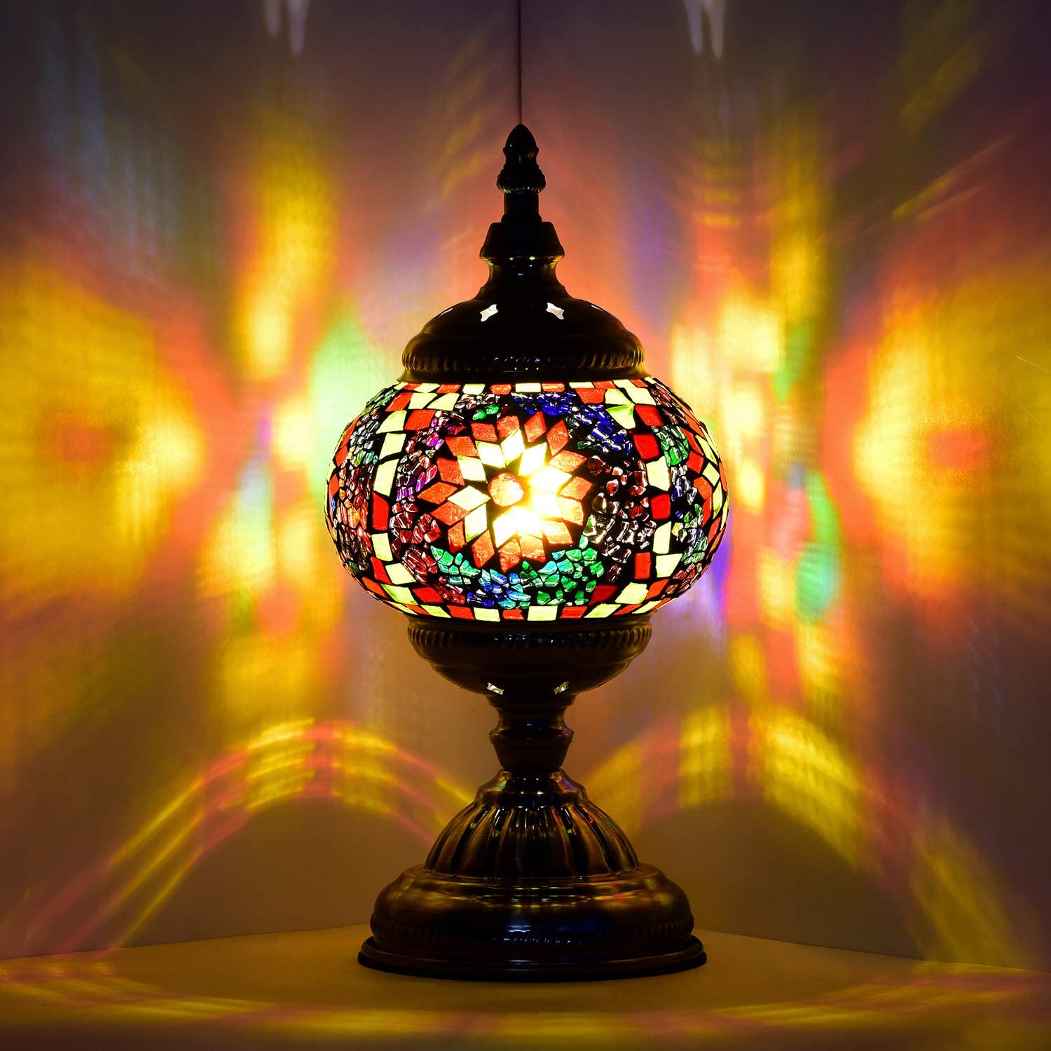 Vintage Glass Mosaic Table Lamp, Color: Multi-colored2