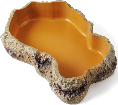 Reptile Food Water Rock Bowls, 3.5 x 5.2 x 0.9, Yellow