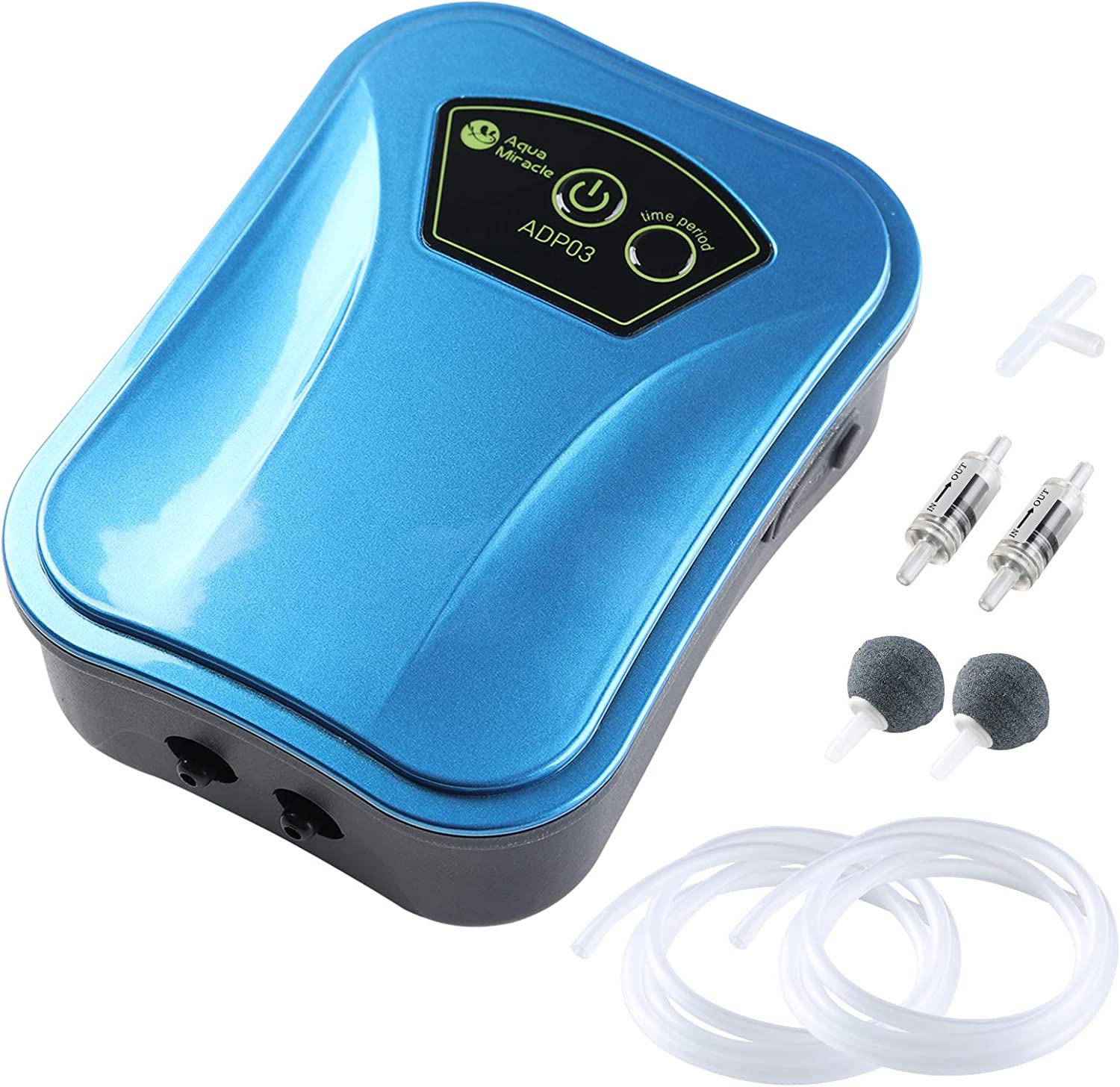 Portable Aquarium Air Pump, (120 Gallon) Blue