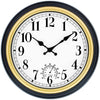 Retro round wall clock, 12 inch, black-gold