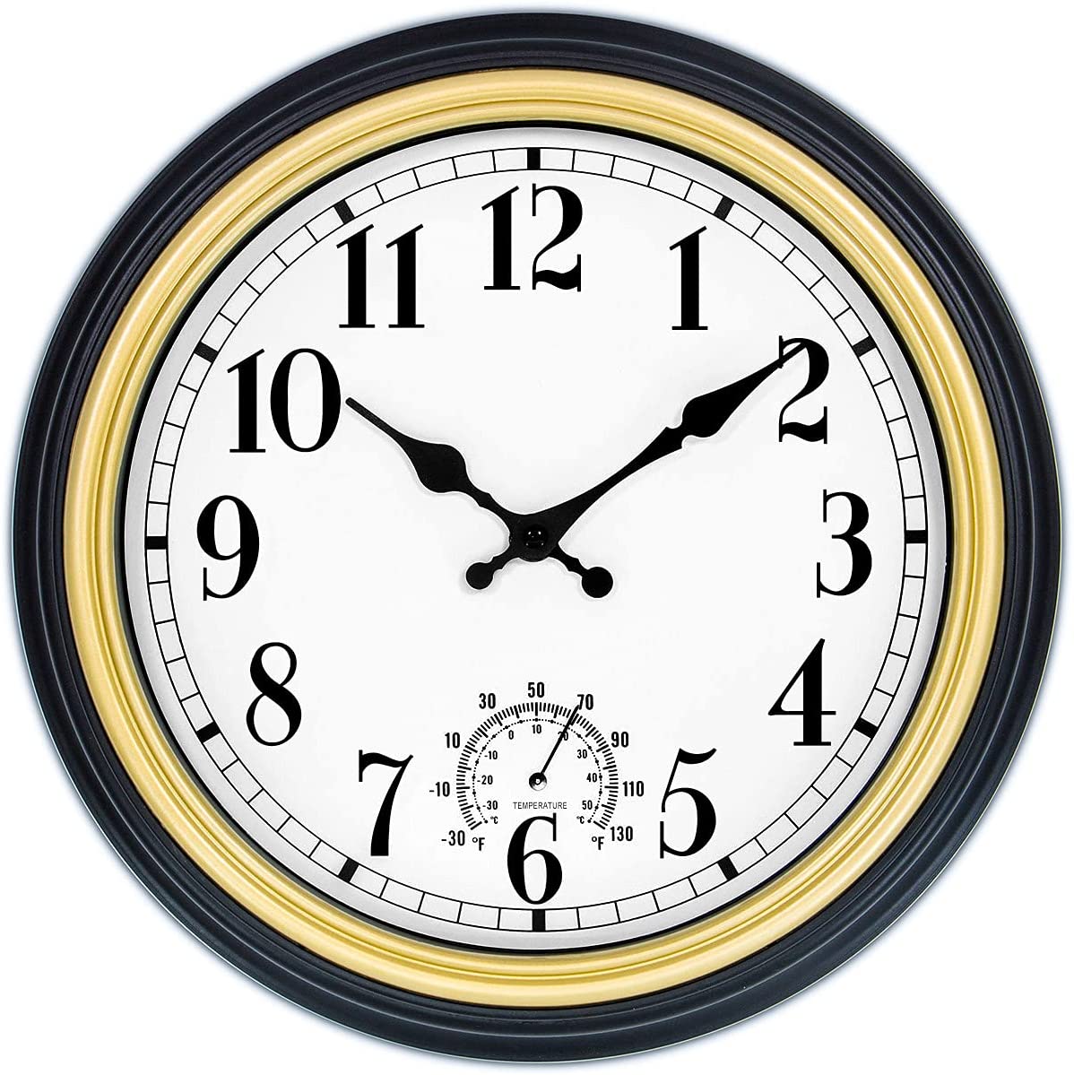 Retro round wall clock, 12 inch, black-gold