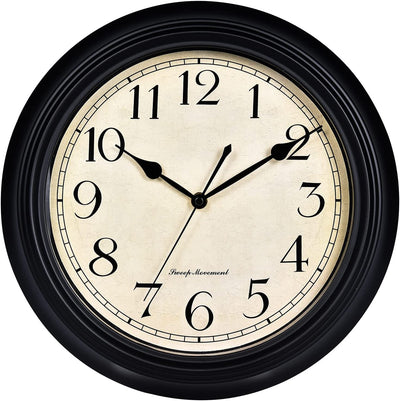 Retro Large Metal Wall Clock (Color: Black) 13"