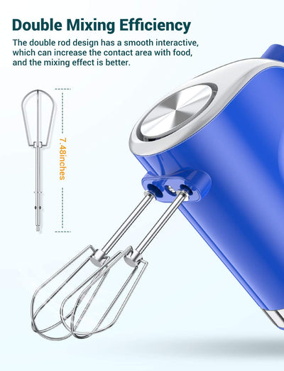 Electric Hand Mixer, Blue, 7.8 x 4.7 x 4.7 inches