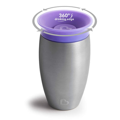 360 Stainless steel baby sippy cup, purple color