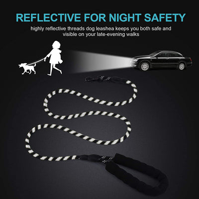 Rope leash for pets with non-slip handle, (black)