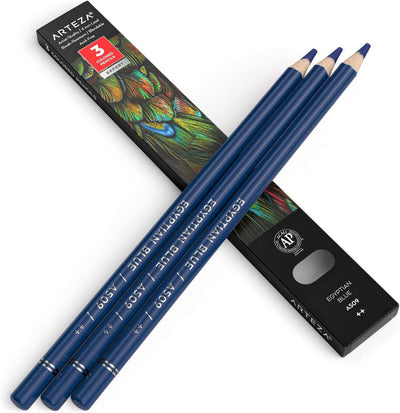 Colored pencils, pack of 3, for drawing, Egyptian Blue