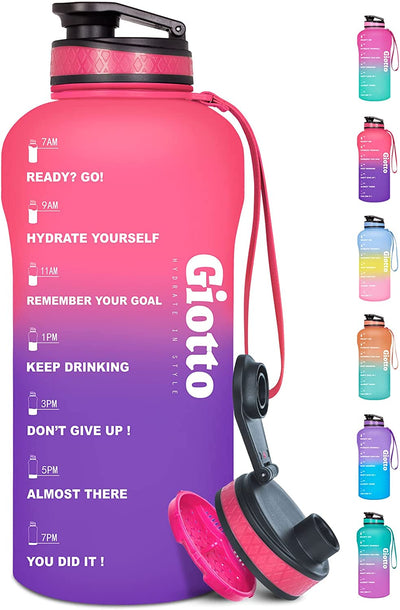 1/2 Gallon/64 oz Water Bottle With Time Marker