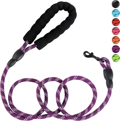 Rope leash for pets with non-slip handle, (purple)