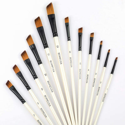 Paint Angled Brushes Set for Acrylics,Nylon Hair, white