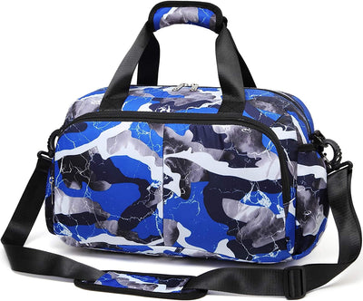 Traveler duffel bag, (16" L x 9.5" H x 8.5" W) Blue Camo