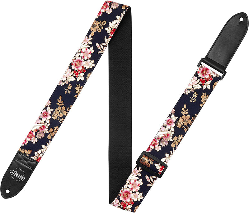 Acoustic guitar strap (Peony Crane)