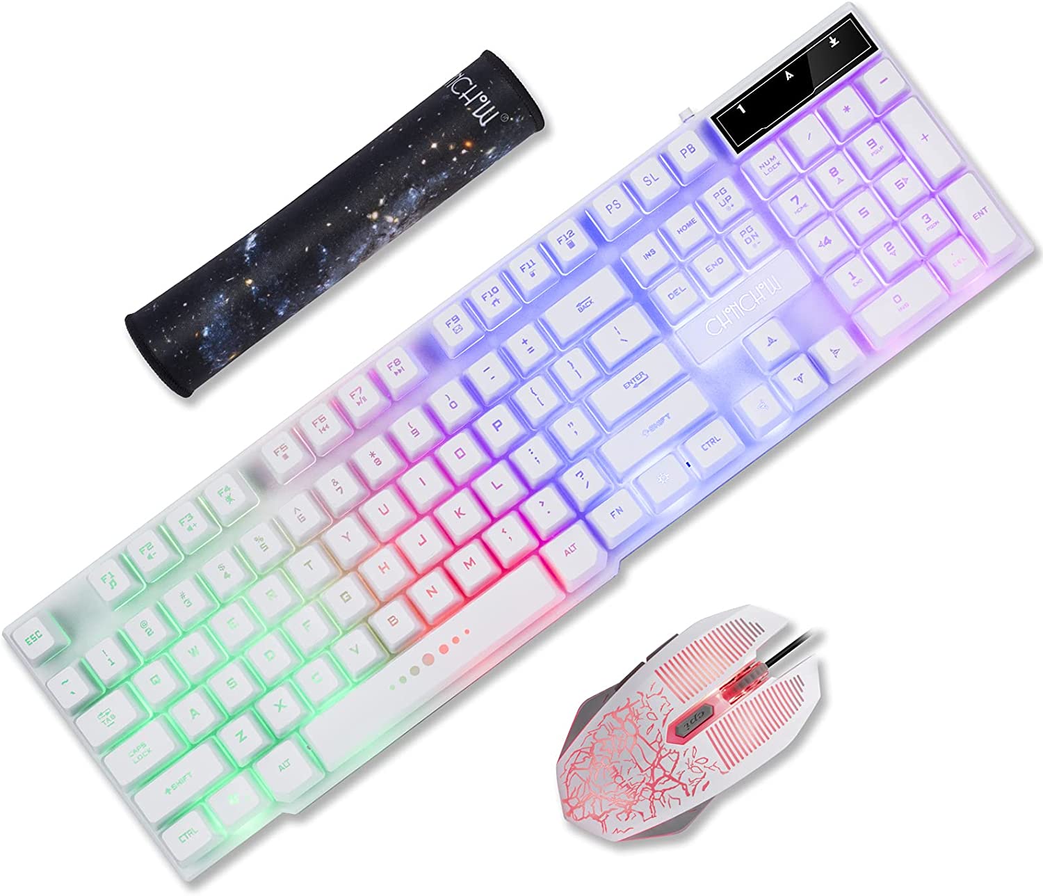 LED Wired Gaming Keyboard and Mouse Combo. White