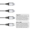 Universal 4-in-1 USB Type-C Charging Cable (Silver, 2-Pack)