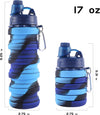 Collapsible, reusable water bottle made of silicone, Color: Blue