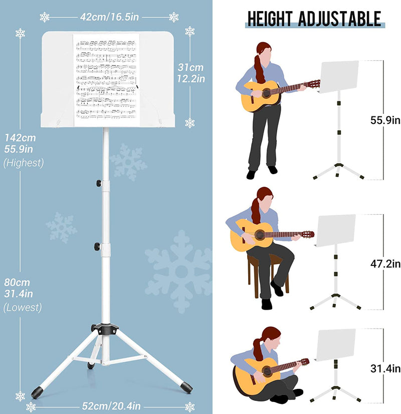 Sheet music stand and desktop stand, white