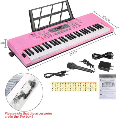 Piano with illuminated keys, 61 keys, Color: Lighted Keys-Pink