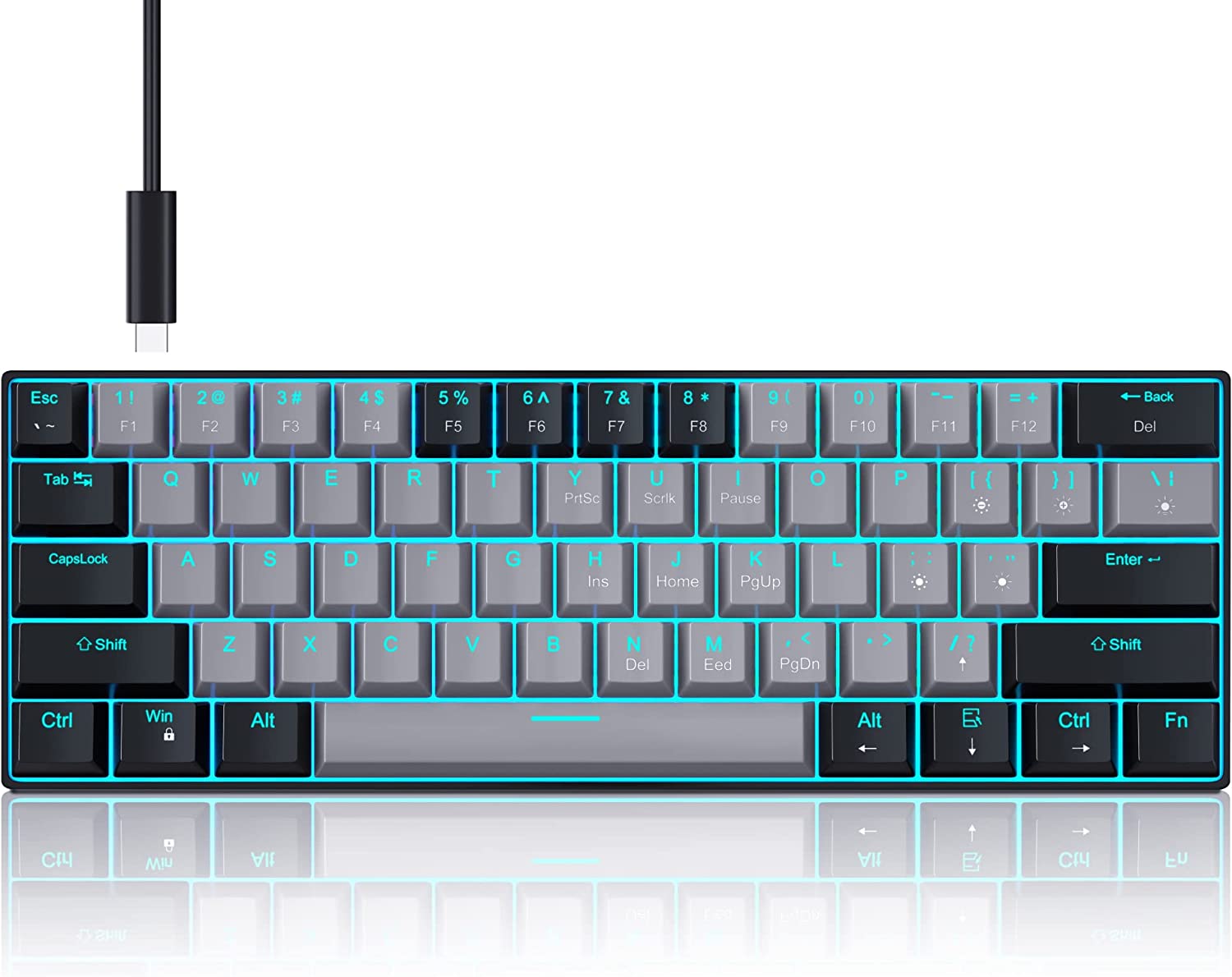 Mechanical gaming keyboard. black/grey keys with blue switches