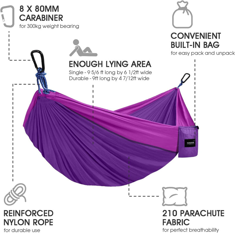 Double and Single Portable Camping Hammock with 2 Hanging Ropes