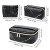 3 Piece Makeup Bag, M - Marble Black