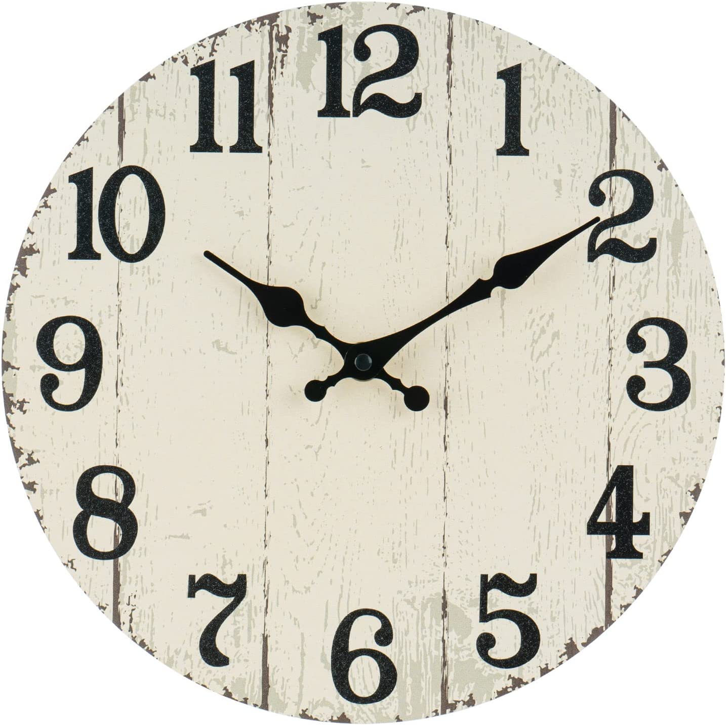 Vintage 10 Inch Round Wall Clock - Battery Operated (Pale Yellow)