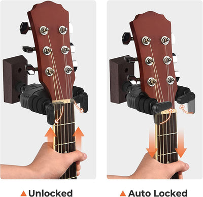 Self-Locking Wood Guitar Hangers (2 Pack)