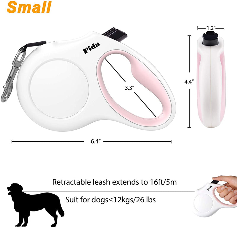 16ft Retractable Pet Leash (White & Pink)