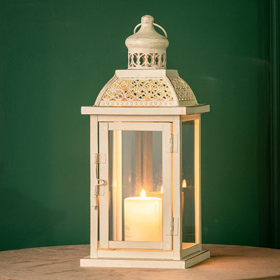 Candle holder lantern with transparent glass, Square