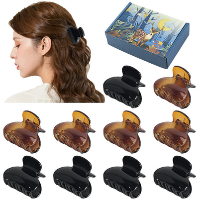 1.5 Inch Small Hair Clips, Non-Slip Matte, (Black & Brown)