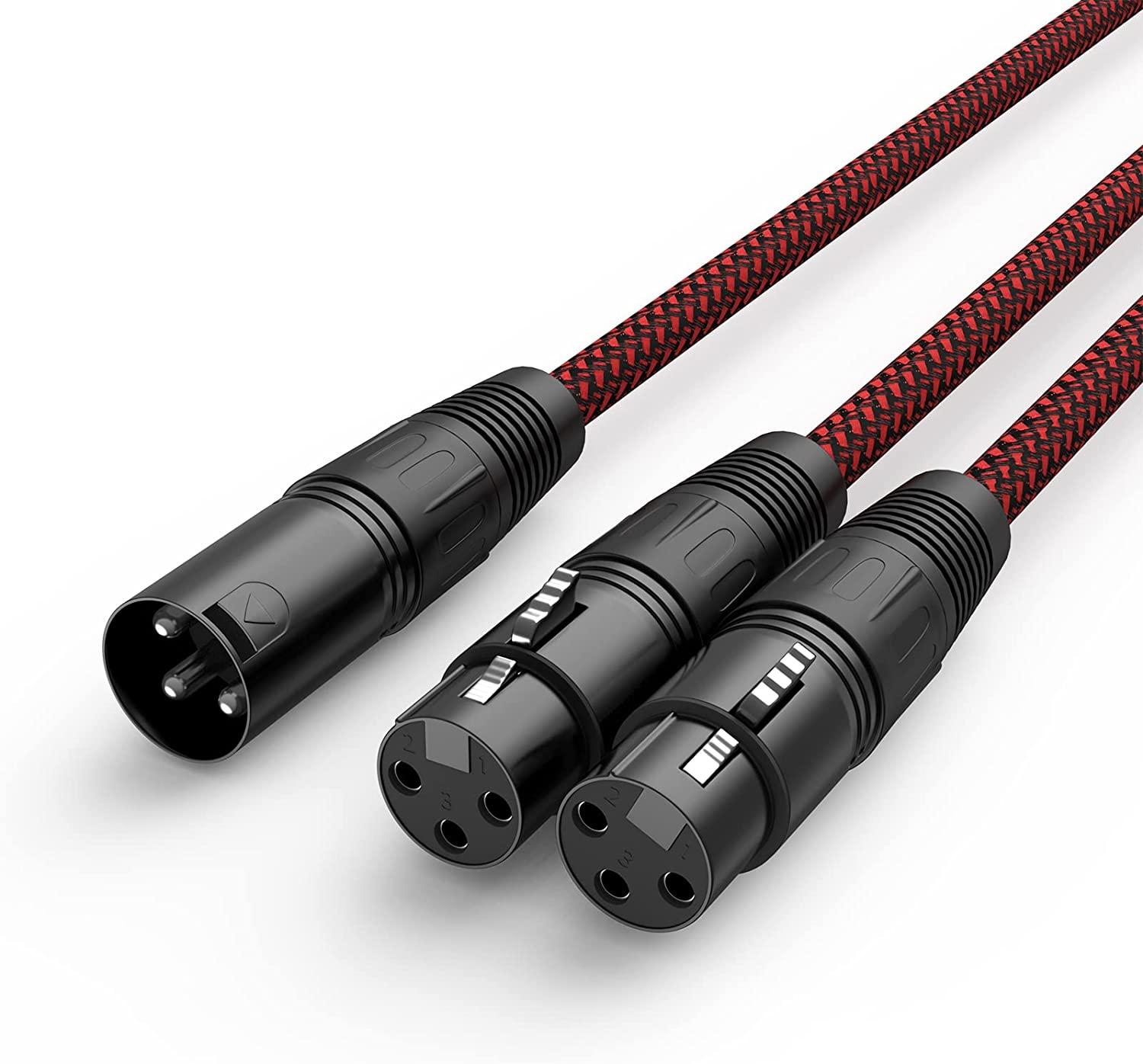 3-Pin XLR Splitter Cable for Microphone, Red (5ft)