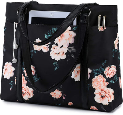 Bag 15.6 inches (Black - Peony floral)