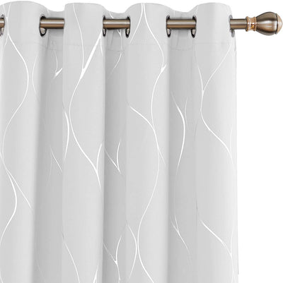 Grommet Patterned Thermal Insulated Blackout Curtains (52 W x 96 L Inches, 2 Panels, Off White)