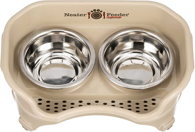 Raised pet bowls, stainless steel (almond)