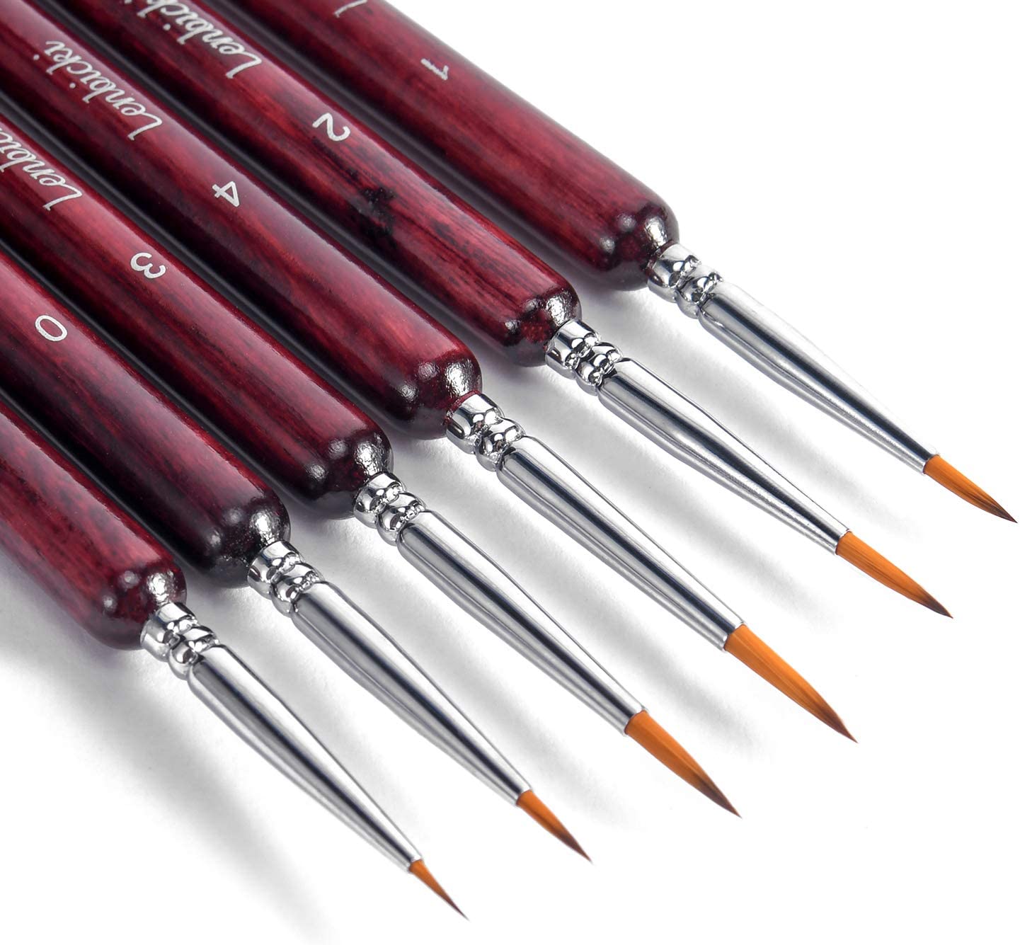 6PCS Paint Brushes Set, Red,Wood,Acrylic