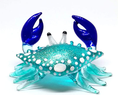 Handcrafted Figure of Blue Crab Blown Glass Marine Collection