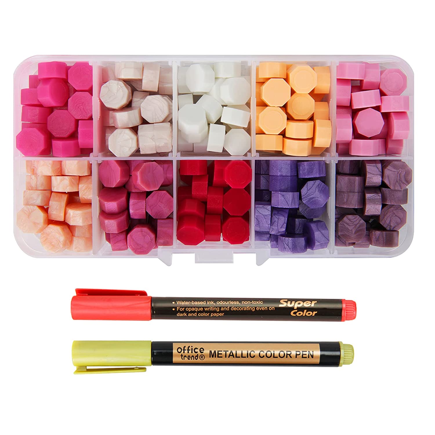 Wax Seal Stamp Kit 232 Pieces with Pearls and 2 Pens 10 Colors A