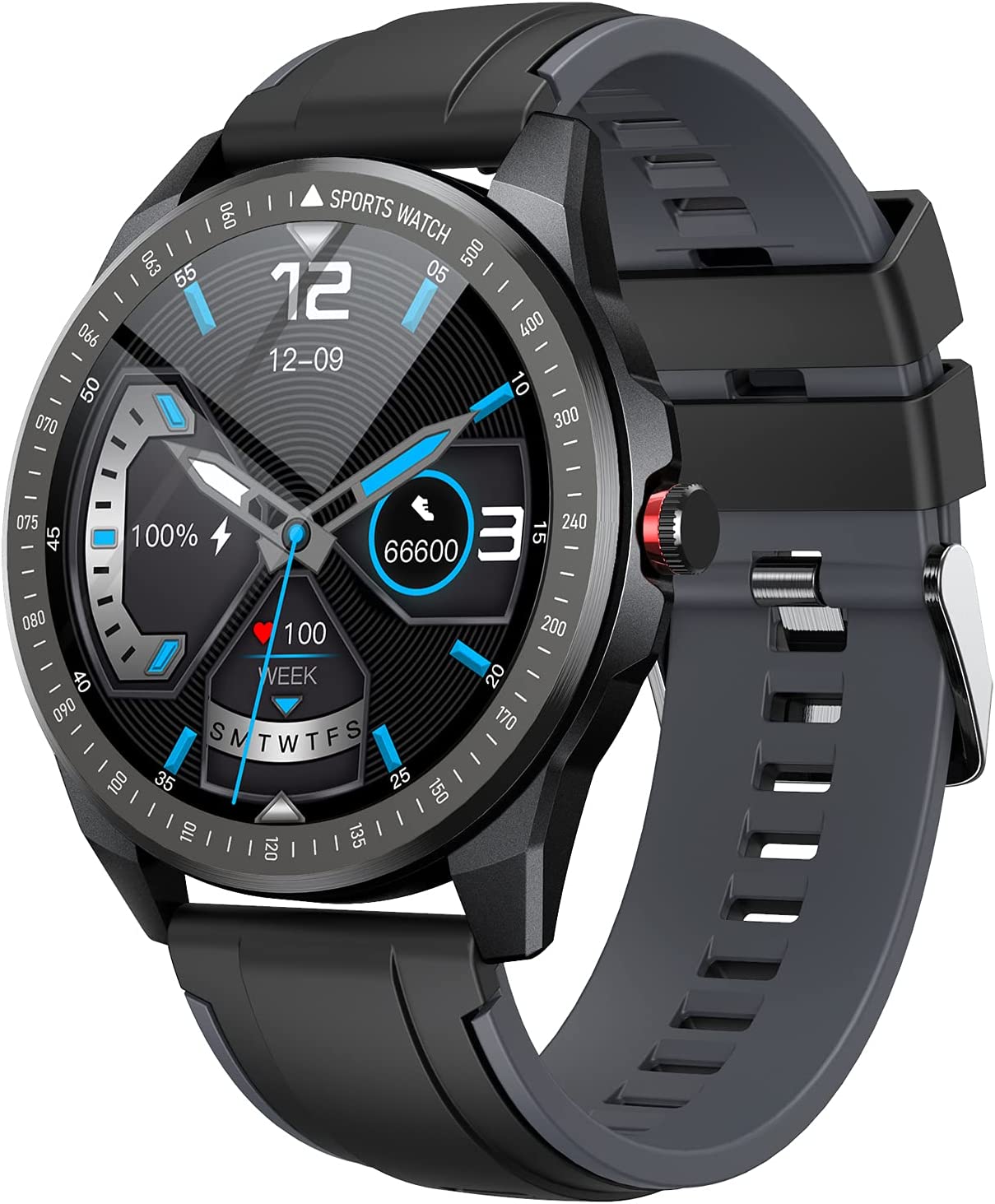 Smart Watch, 1.3” Full Touch Screen Bluetooth Smartwatch, Grey