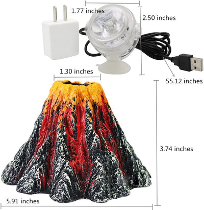 Colorful LED Spotlight Aquarium Volcano Ornament Kit