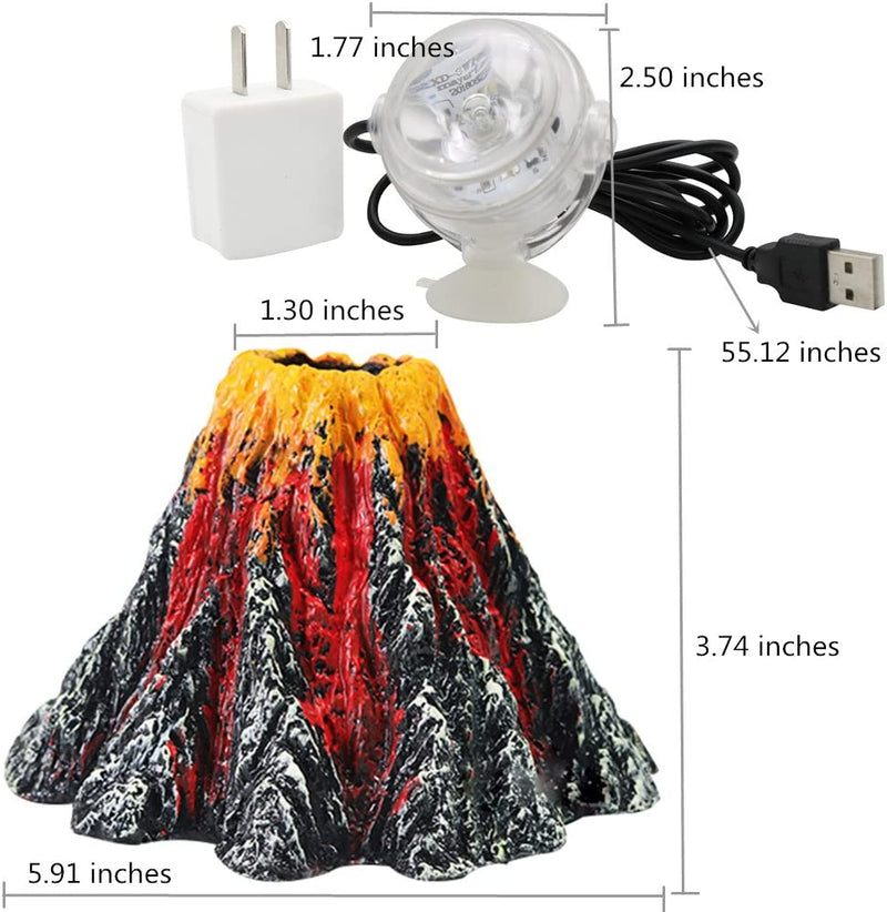 Colorful LED Spotlight Aquarium Volcano Ornament Kit