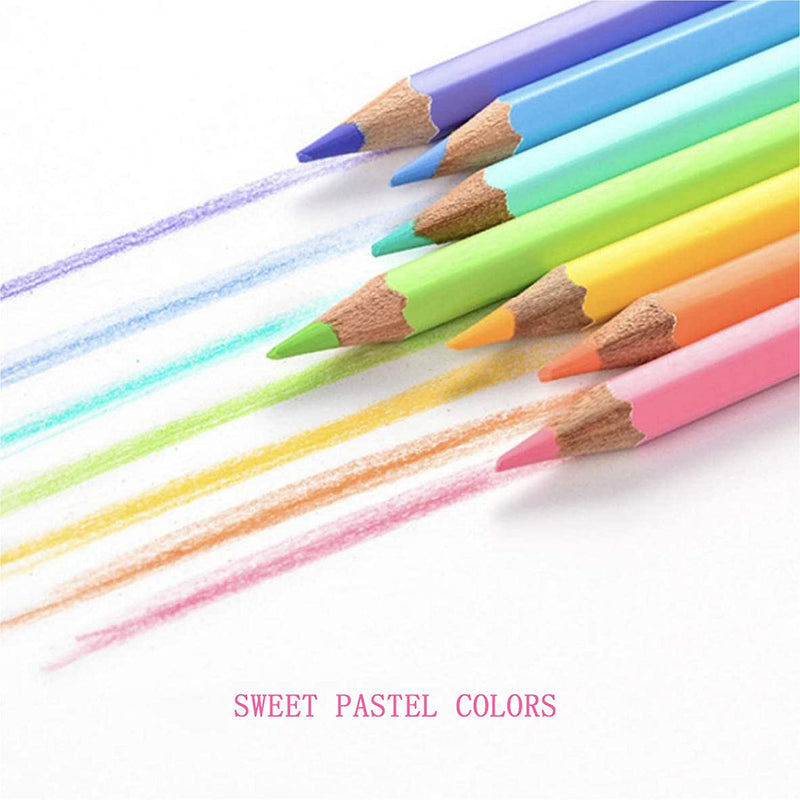 Set of 24 Neon Pastel Colored Pencils for Coloring Books