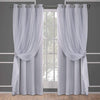 Exclusive Blackout Sheer Layered Home Curtains, 52 x 96, Cloud Gray, 2 Pack