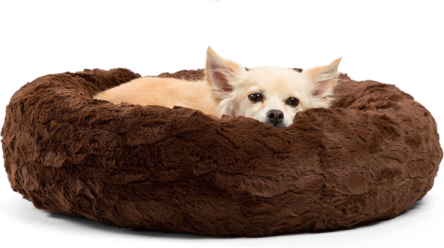 Machine washable plush fur relaxing bed with high pad, size S-XL