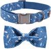 Elegant pet collar with bow, cotton and straps, Colour: Universe