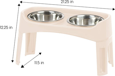 Raised pet bowl, with adjustable stand, (almond color)