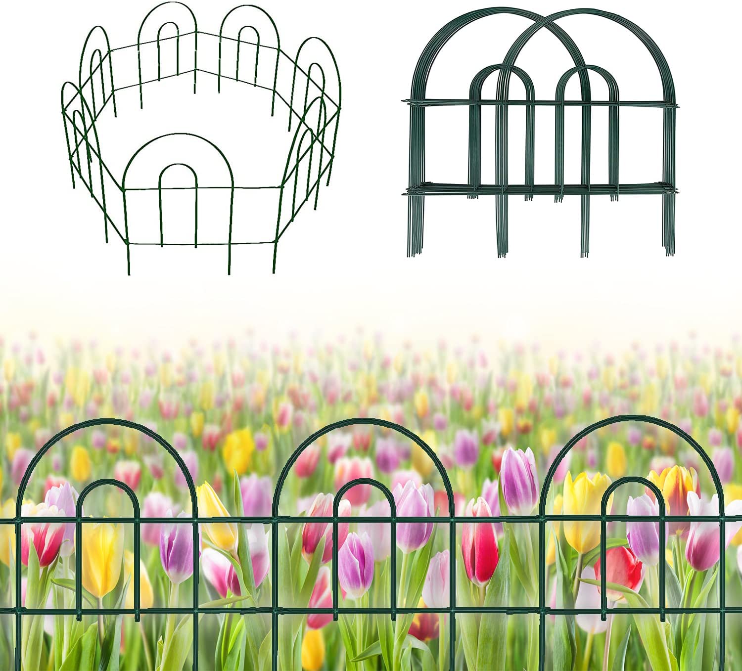 Decorative Garden Fence, Stainless Iron, (18 in. x 58 ft.)