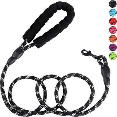 Rope leash for pets with non-slip handle, (black)