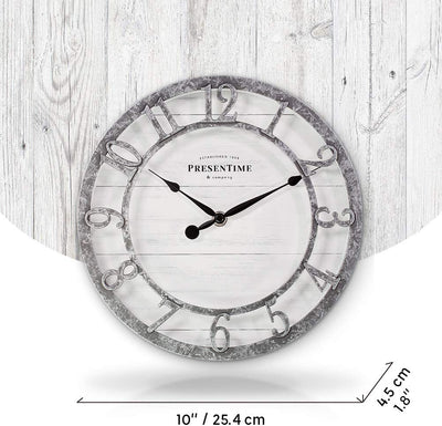 Antique Rustic Style Raised 3D Arabic Numeral Clock (10")