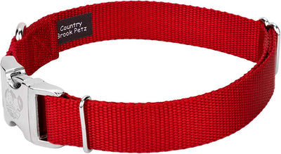 Nylon Pet Collar with Metal Buckle, Medium, Red